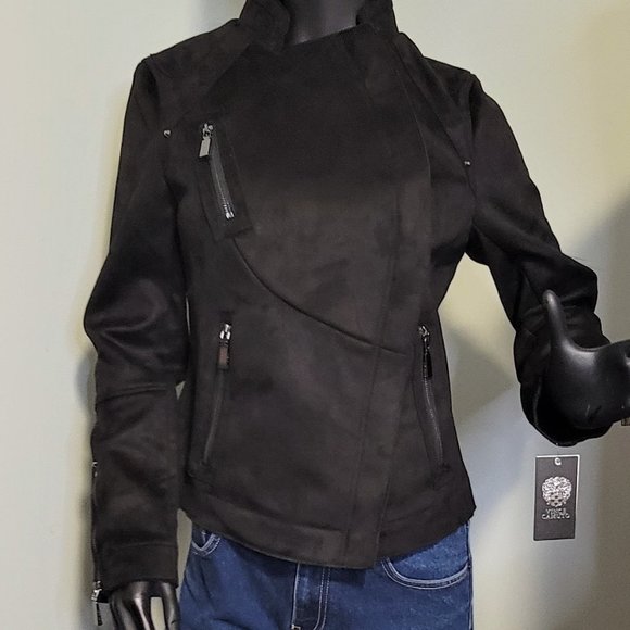 NWT Vince Camuto Black Vegan Suede Moto Jacket - Picture 6 of 14
